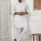 Men's Solid Pathani Kurta with Pyjama ( ANMKP 189Cream )