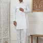Men's Solid Pathani Kurta with Pyjama ( ANMKP 189Cream )