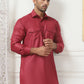Men's Solid Pathani Kurta with Pyjama ( ANMKP 189Maroon )