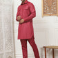 Men's Solid Pathani Kurta with Pyjama ( ANMKP 189Maroon )