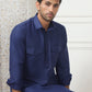 Men's Solid Pathani Kurta with Pyjama ( ANMKP 189Navy )
