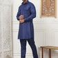 Men's Solid Pathani Kurta with Pyjama ( ANMKP 189Navy )