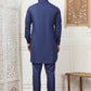 Men's Solid Pathani Kurta with Pyjama ( ANMKP 189Navy )