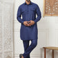Men's Solid Pathani Kurta with Pyjama ( ANMKP 189Navy )