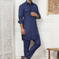 Men's Solid Pathani Kurta with Pyjama ( ANMKP 189Navy )