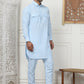 Men's Solid Pathani Kurta with Pyjama ( ANMKP 189Sky )