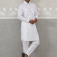 Men's Solid Pathani Kurta with Pyjama ( ANMKKP 189White )