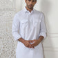 Men's Solid Pathani Kurta with Pyjama ( ANMKP 189White )