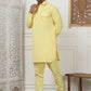 Men's Solid Pathani Kurta with Pyjama ( ANMKP 189Yellow )