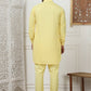 Men's Solid Pathani Kurta with Pyjama ( ANMKP 189Yellow )
