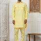 Men's Solid Pathani Kurta with Pyjama ( ANMKP 189Yellow )