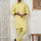 Men's Solid Pathani Kurta with Pyjama ( ANMKP 189Yellow )
