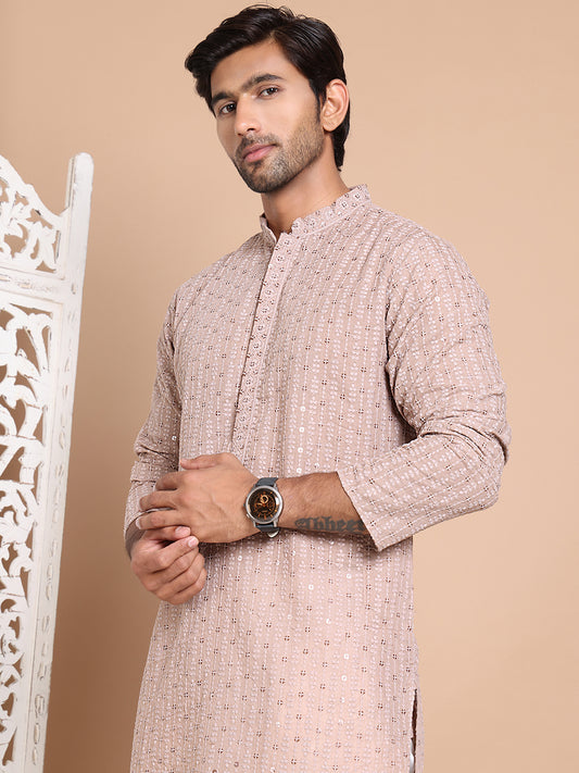 Sequin Embroidered Pure Cotton Kurtas ( ANMKO 192Brown )  [RT] [P-14]