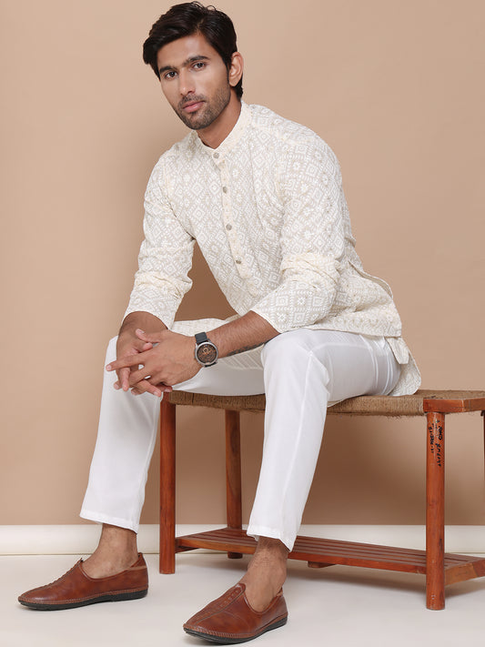 Sequin Chikankari Straight Kurtas ( ANMKO 193Cream )  [RT] [C-7-8]