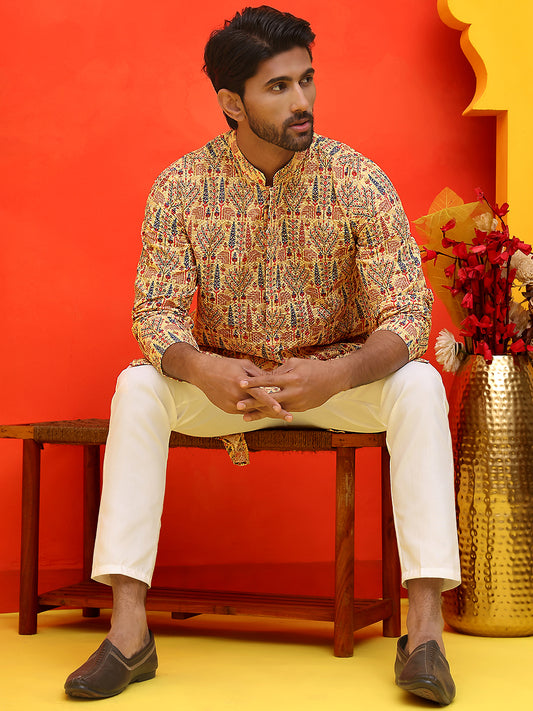 Embroidered Pure Cotton Kurtas For Men. ( AANMKO 196Beige )