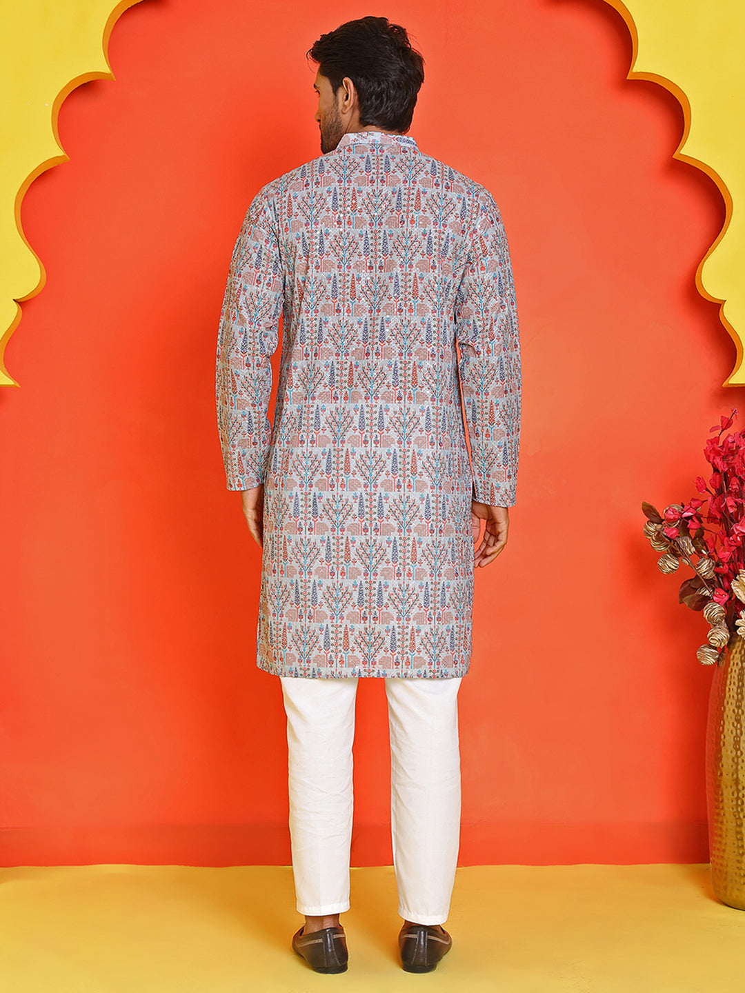 Embroidered kurta Pyjama Set For Men ( ANMKP 196Blue )