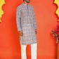 Embroidered kurta Pyjama Set For Men ( ANMKP 196Blue )