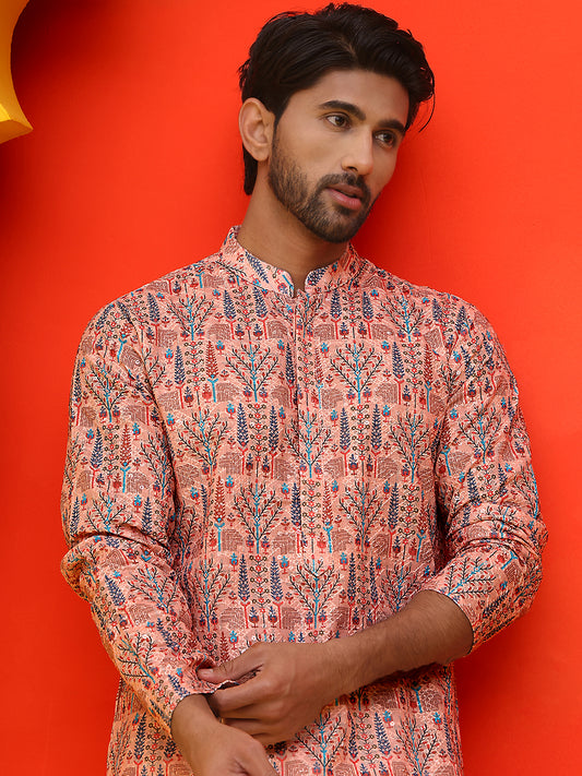 Embroidered kurtas For Men ( ANMKO 196Peach )  [RT] [P-14]