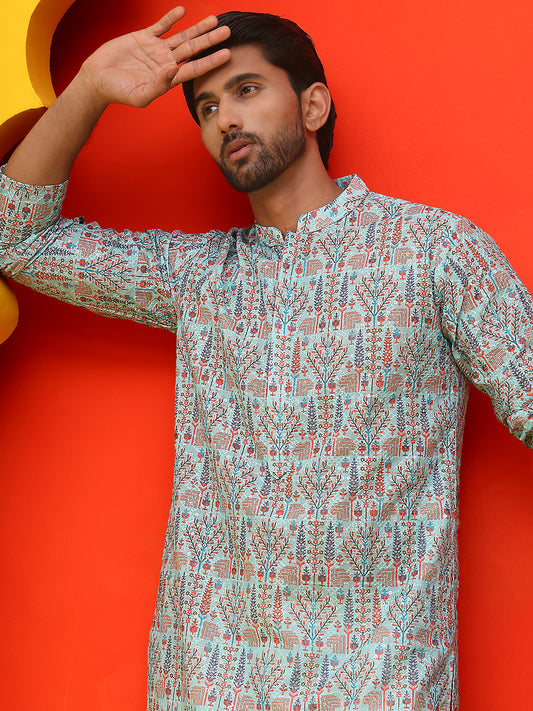 Embroidered kurtas For Men ( ANMKO 196Sky )  [RT] [P-14]