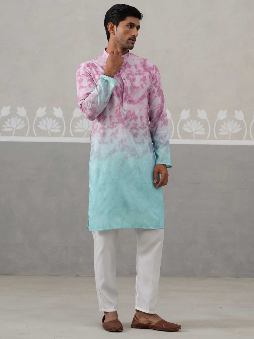 Printed & Embroidered Kurta Pyjama Set ( ANMKP 197Magenta ) [RT] [ H2 ]