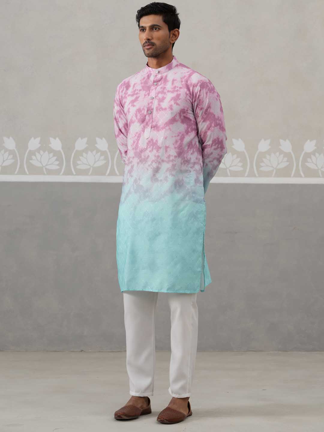 Printed & Embroidered Kurta Pyjama Set ( ANMKP 197Magenta ) [RT] [ H2 ]