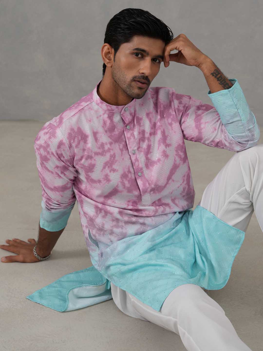 Printed & Embroidered Kurta Pyjama Set ( ANMKP 197Magenta ) [RT] [ H2 ]