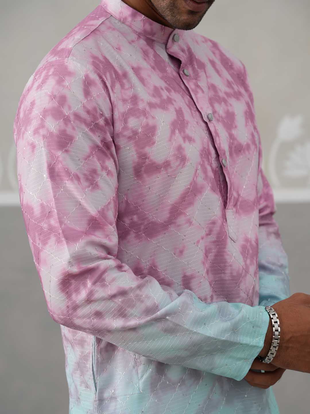 Printed & Embroidered Kurta Pyjama Set ( ANMKP 197Magenta ) [RT] [ H2 ]