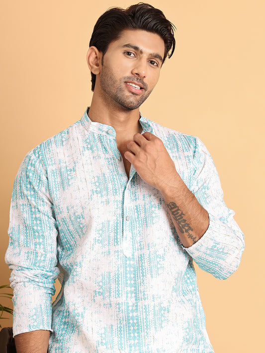 Printed and Embroidered Kurtas ( ANMKO 198Blue )  [RT] [P-14]