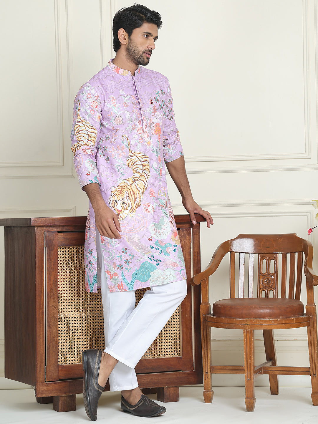 Floral Embroidered and Sequins Kurtas ( ANMKO 200Purple )  [RT] [H-7]
