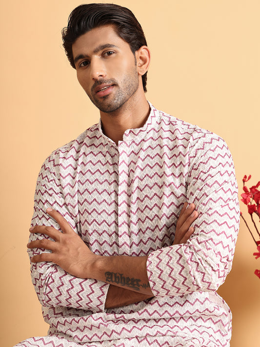 Pink Embroidered Kurtas for Men ( ANMKO 201Pink )  [RT] [A-11]