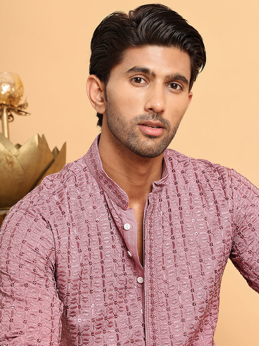 Embroidered Viscose Kurtas For Men ( ANMKO 203Magenta )  [RT] [B-7-9]