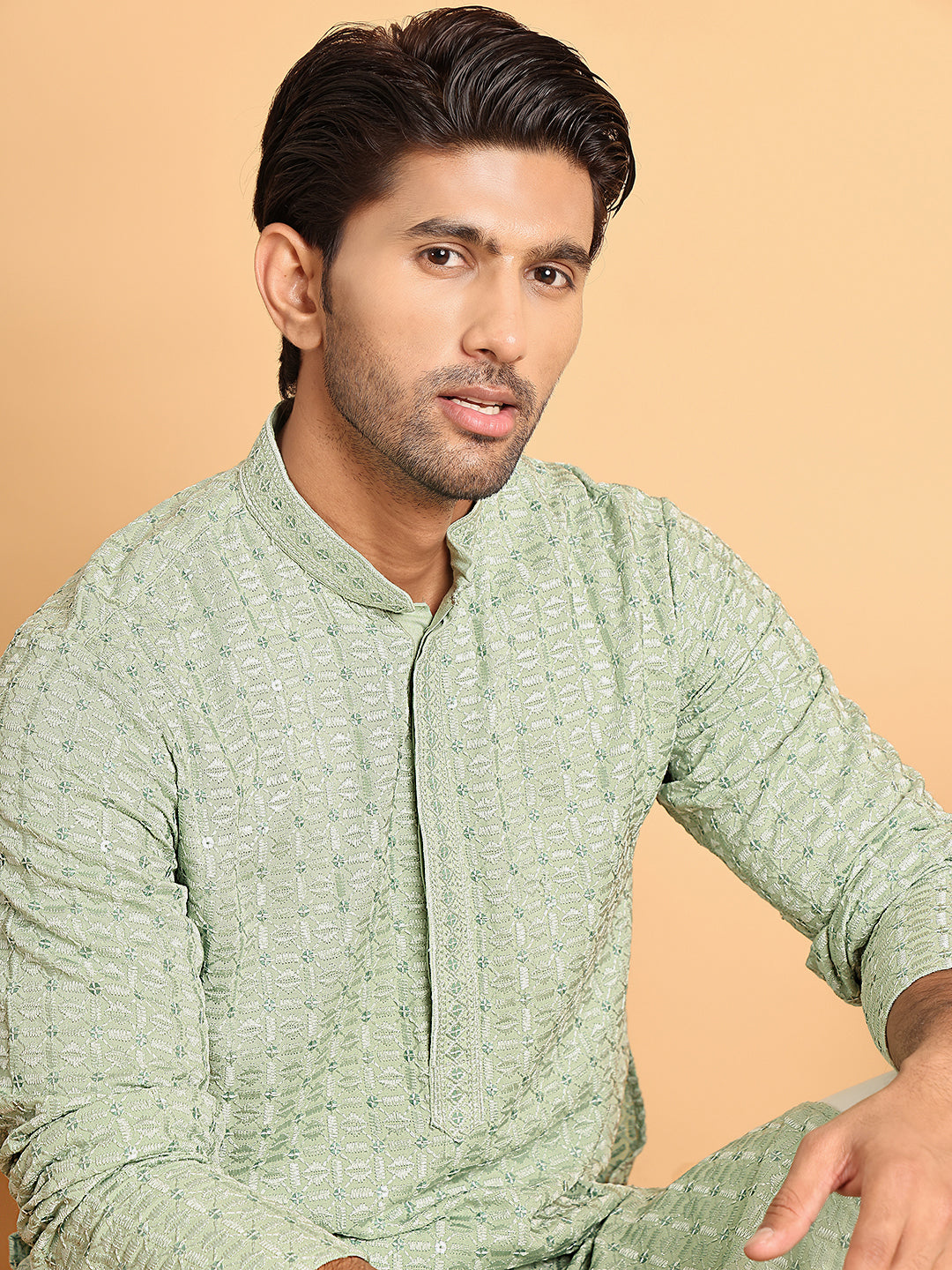 Embroidered Viscose Kurtas For Men ( ANMKO 203Pista )  [RT] [B-7-9]