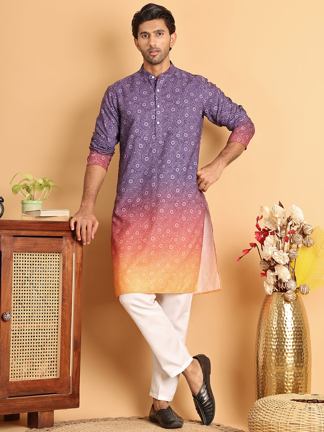 Men's Purple Ombre Printed Kurtas ( ANMKO 206Purple )  [RT] [P-13]