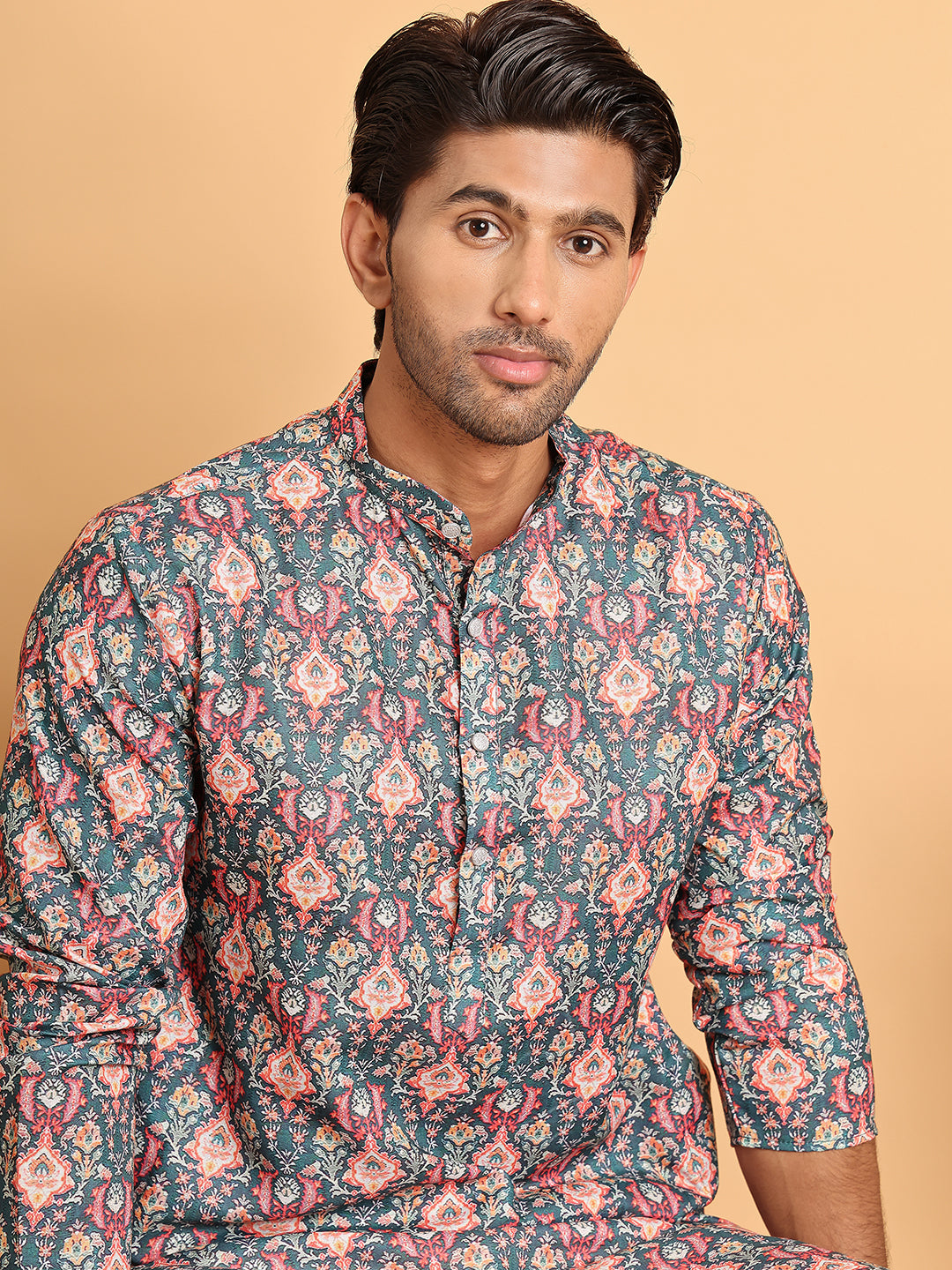 Printed Kurtas For Men.  ( ANMKO 207Peacock )  [RT] [G-9]