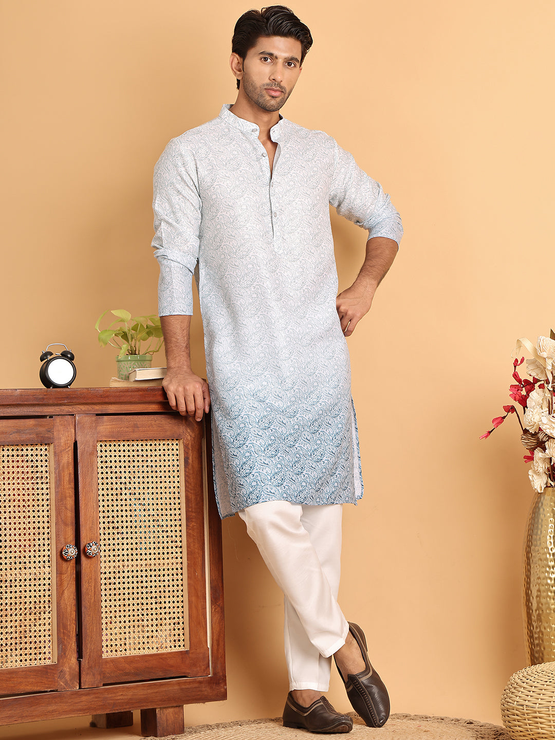 Men's Ombre Printed Kurtas ( ANMKO 208Blue )  [RT] [K-4]