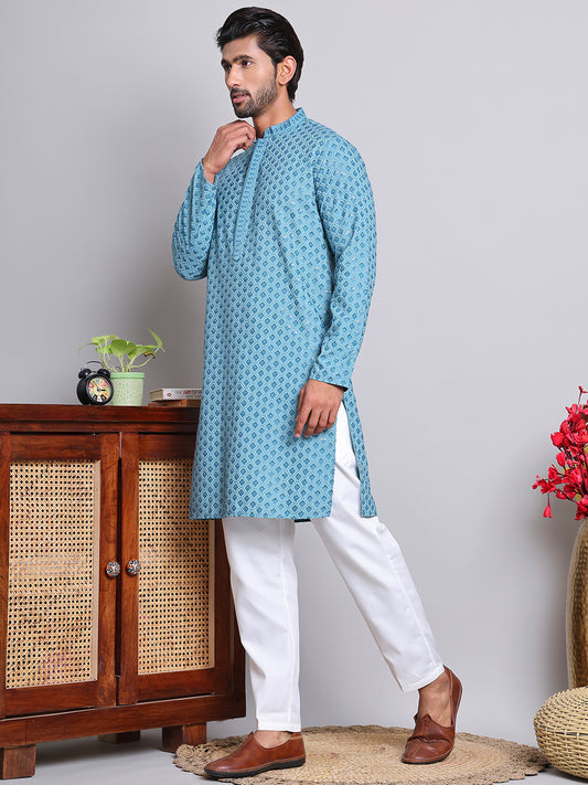 Embroidered and Sequence Kurtas. ( ANMKO 210Blue )  [RT] [B-2]