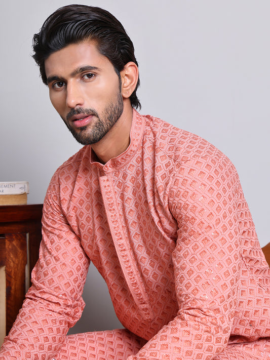 Embroidered and Sequence Kurtas. ( ANMKO 210Peach )  [RT] [B-2]
