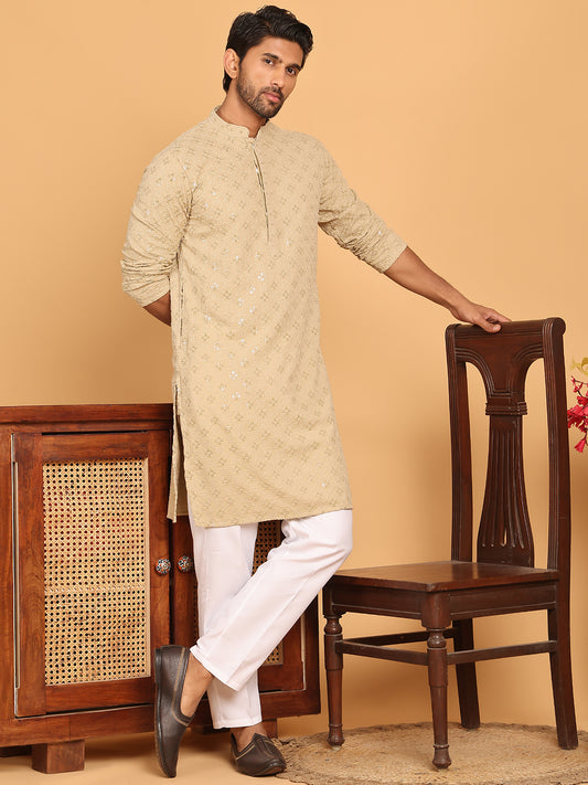 Sequin Embroidered Pure Cotton Kurtas. ( ANMKO 211Brown )  [RT] [P-13]
