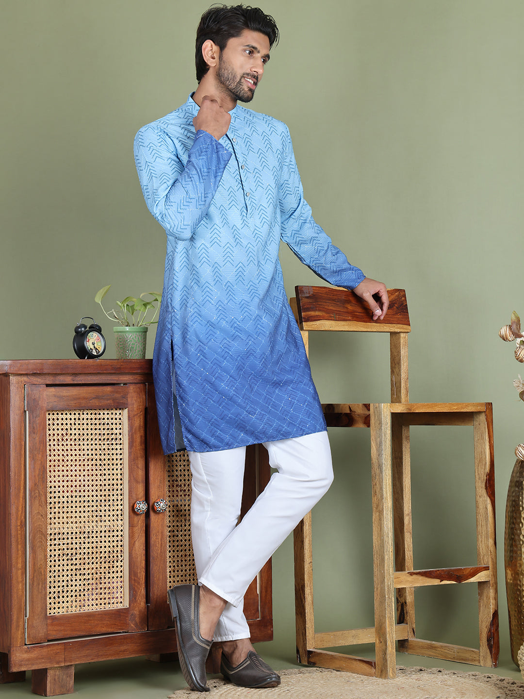 Ombre Printed Kurtas For Men ( ANMKO 212Blue )  [RT] [A-5]