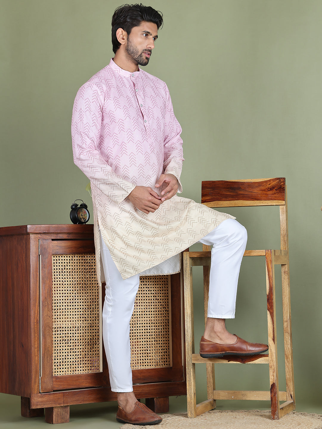Ombre Printed Kurtas For Men ( ANMKO 212Pink )  [RT] [A-5]