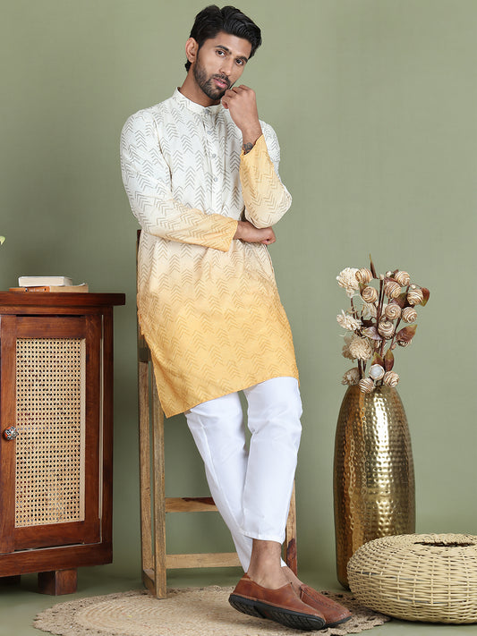 Ombre Printed Kurtas For Men ( ANMKO 212Yellow )  [RT] [A-5]