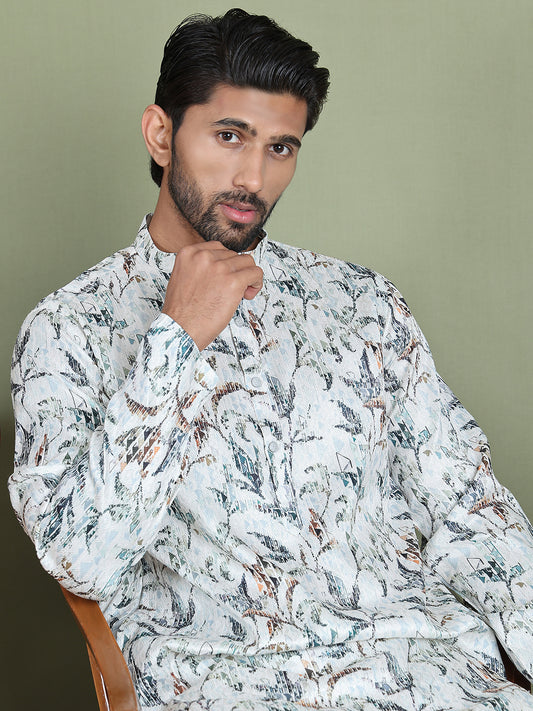Floral Printed Kurtas For Men ( ANMKO 213Blue )  [RT] [P-13]