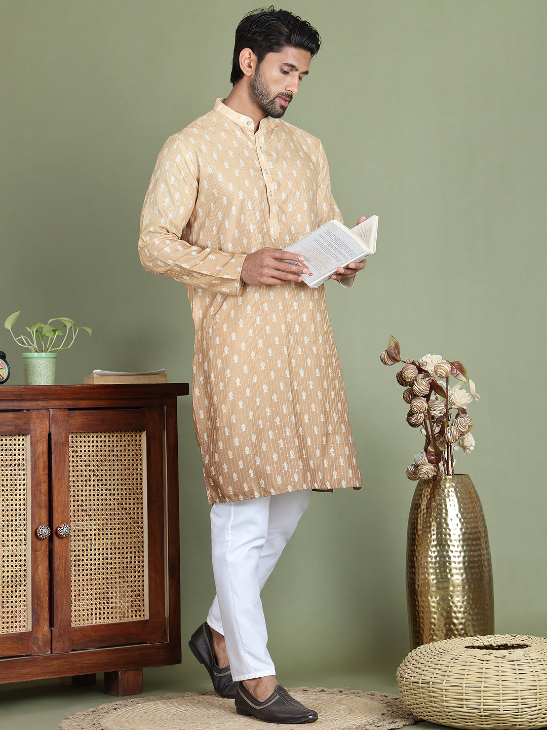 Ombre Printed Kurtas For Men ( ANMKO 218Beige )  [RT] [M-5]