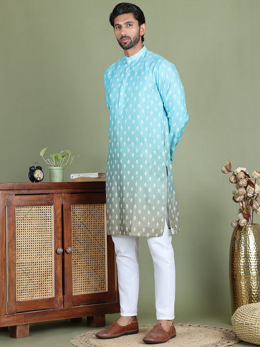Ombre Printed Kurtas For Men ( ANMKO 218Blue )  [RT] [M-5]