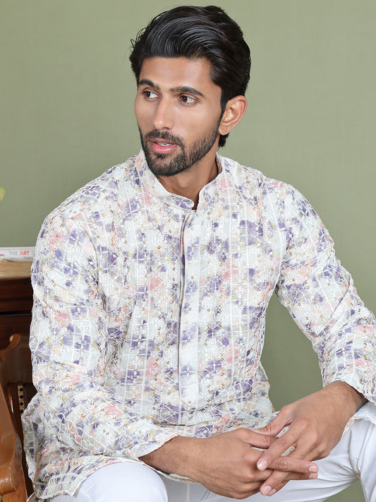 Embroidered & Printed Kurtas For Men ( ANMKO 219Yellow )  [RT] [N-5]
