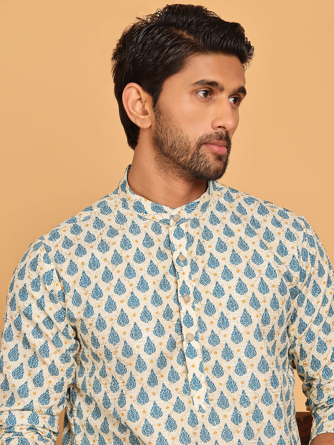 Printed and Emrbroidered Kurta. ( ANMKO 221Peacock ) [RT] [P-14]