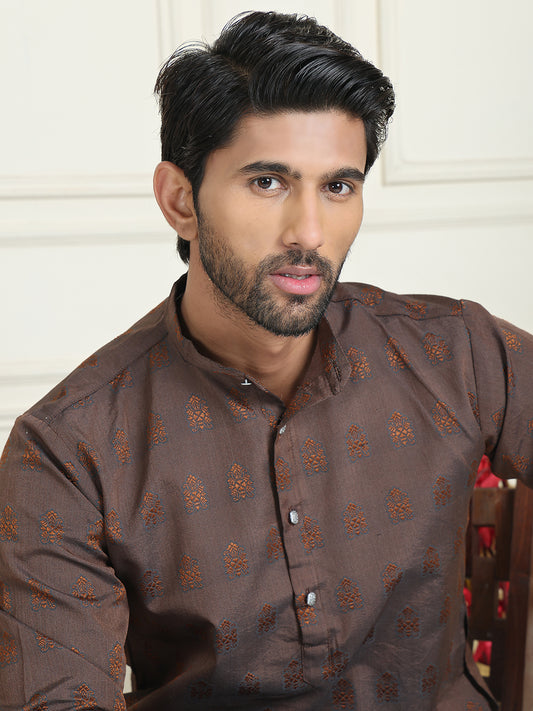 Silk Blend Straight Kurtas ( ANMKO 225Coffee )  [RT] [P-14]
