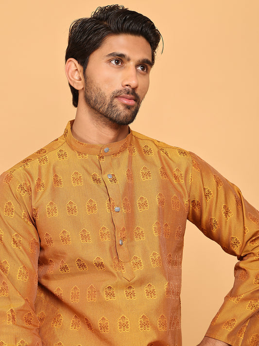 Silk Blend Straight Kurtas ( ANMKO 225Mustard )  [RT] [P-14]
