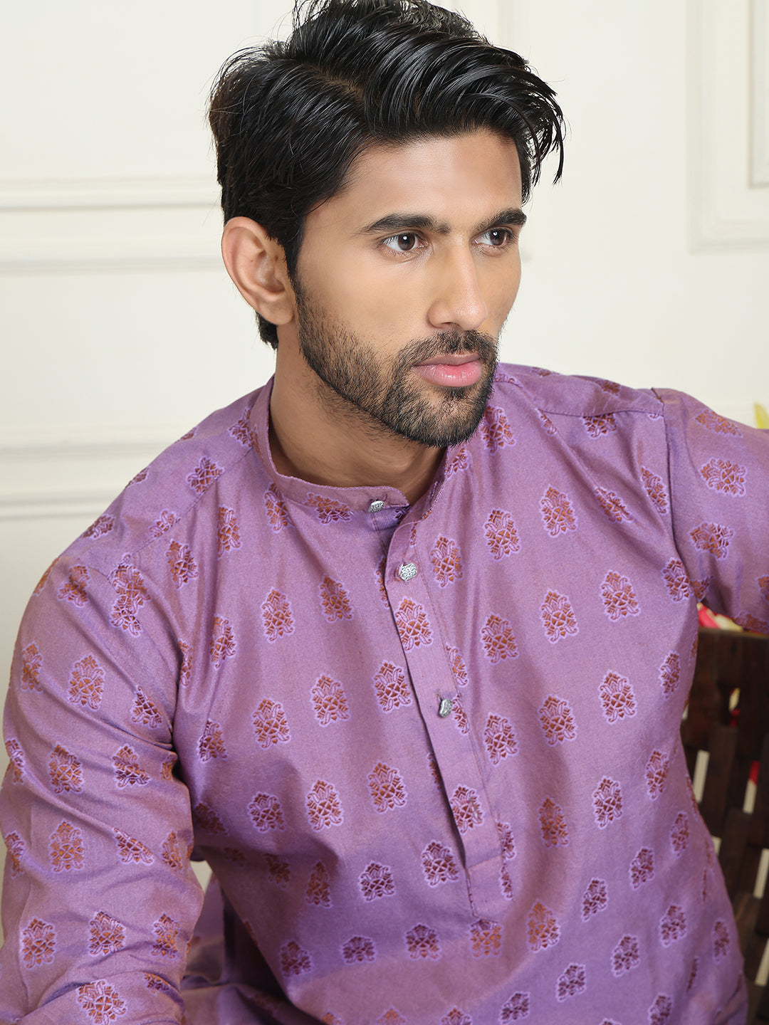 Silk Blend Straight Kurtas ( ANMKO 225Purple )  [RT] [P-14]
