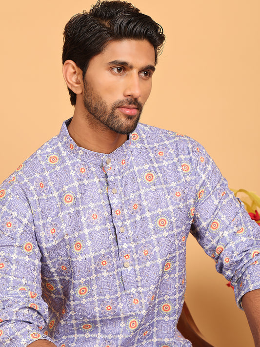 Printed and Embroidered Kurtas. ( ANMKO 228Blue )  [RT] [P-14]